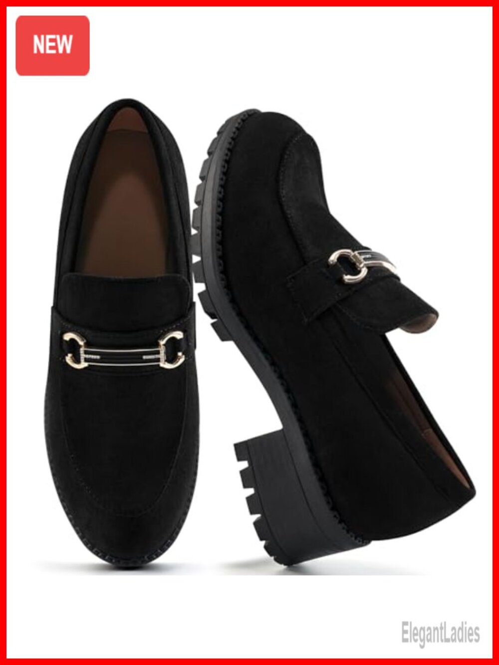 Suede Platform Penny Loafers Women Slip On Chunky Lug Sole Business Work Shoes